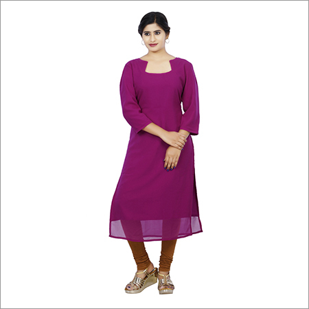 Ladies Pink Kurtis Decoration Material: Cloths