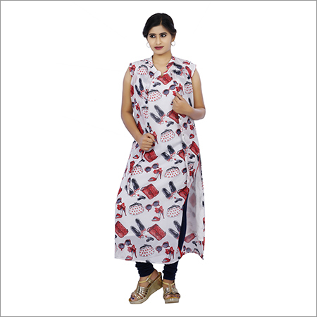Ladies Sleeveless Kurtis Decoration Material: Cloths