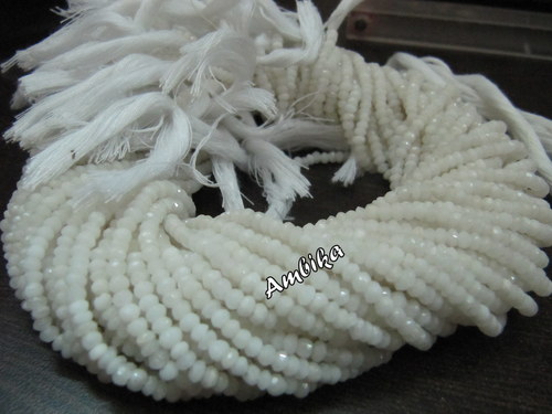 Natural White Agate Rondelle Faceted Beads