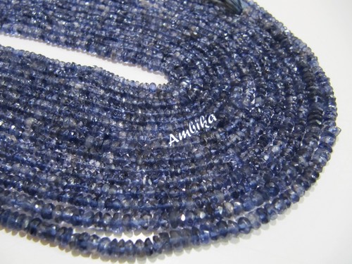 Natural Iolite Rondelle Faceted Beads