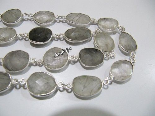 Rutilated Quartz,Briolette Connector chain