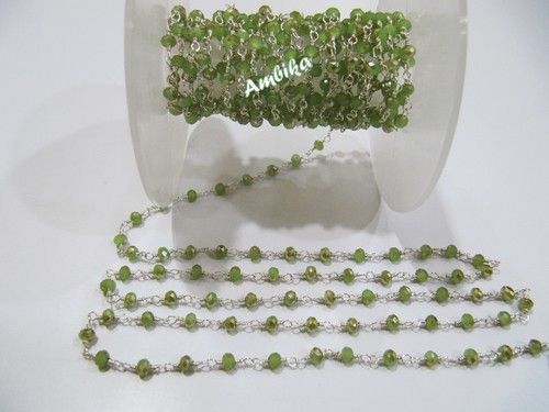 Green Peridot hydro Quartz Beaded Rosary Chain