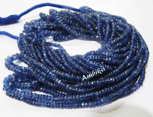 Natural Kyanite Rondelle Faceted Beads