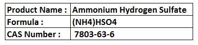 Ammonium Hydrogen Sulfate - White Crystals 99% Purity CAS 7803-63-6 | Water Soluble PH 1.0-2.0 Easy Handling