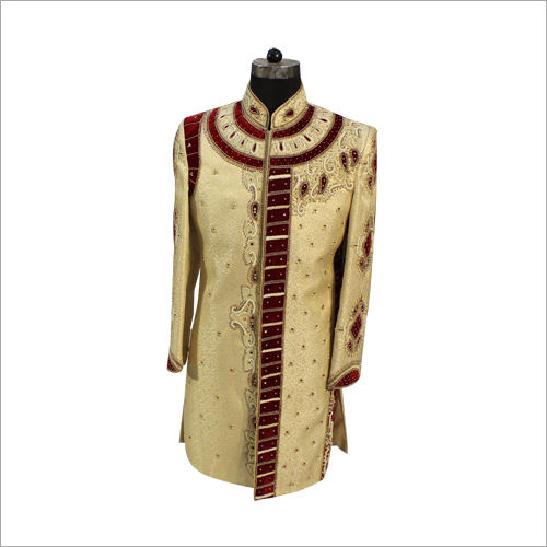Cream Designer Wedding Sherwani