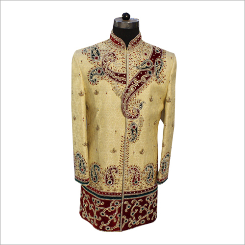 Classic Beige Embroidered Sherwani