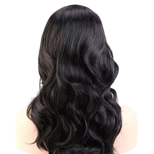 Human Hair Wigs - Brazilian Remy 10AAA, Full Lace Design , Silky Wavy Texture, Natural Black Color, 220-250 Grams Weight, 24-20 Inches Length
