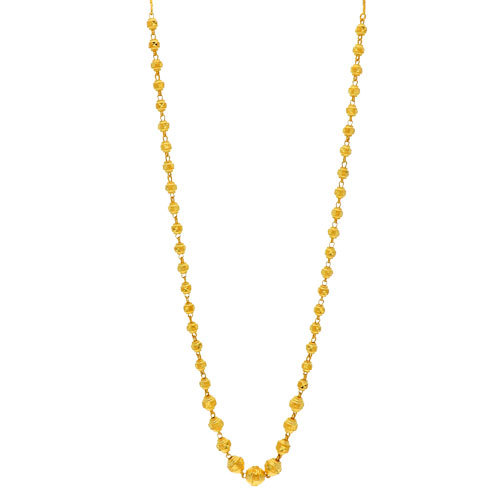 Ball Kanthi Chain - 22K Yellow Gold, 13.460 Grams | Women's Necklace and Earring Set for Gift, Party, Wedding