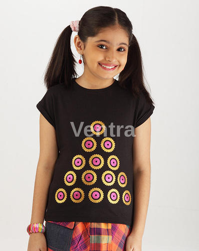 Girls Fancy Top - Cotton, Sleeveless, Green | Embroidered Design with Beads and Laces, Casual Style, Regular Fit