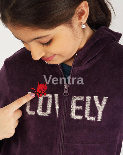 Girls Designer Hoodie - Cotton, Short Sleeves, Green Color | Printed Patterns, Anti-Wrinkle, Waterproof, Non-Toxic, Washable
