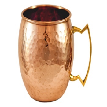 Hammered Barrel Shape Copper Mug with Nickel Lining