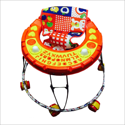 ABC Walker - Plastic, Metal Frame 60x60x50cm, Orange | Height Adjustable, Easy Folding, Comfortable Soft Fabric Seat, 8 Wheels