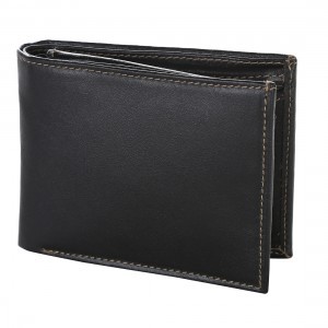Men Black Genuine Leather Wallet