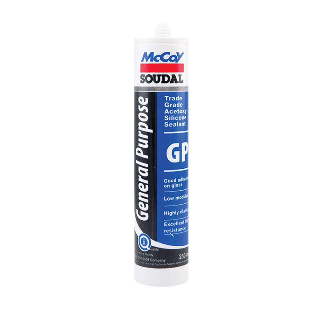 280ml Mccoy Adhesive GP Clear - Silicone, Clear | Strong Adhesion, UV Resistant, Water Resistant, Elastic Sealant