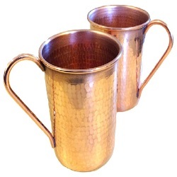 Large Hammered Copper Mugs