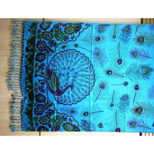 Printed Viscose Shawls - Color: Blue