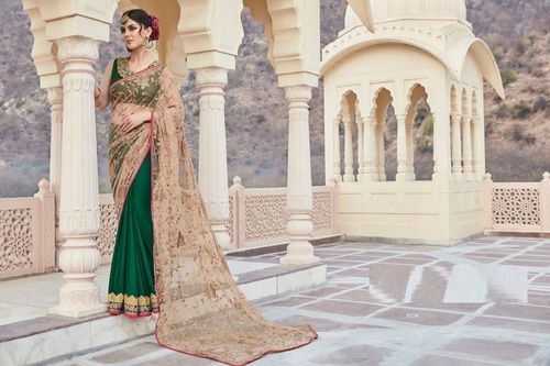 Cream & Green Hot Indian Designer Saree