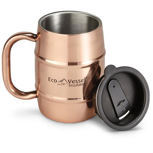 EcoVessel Double Barrel Insulated Copper Beer Coffee Mug