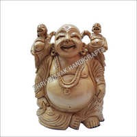 Polished Wooden Laughing Buddha Statue
