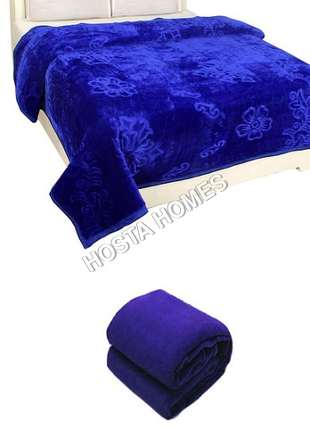 Blue Color Super Soft Double Mink Blanket (All Weight Available)