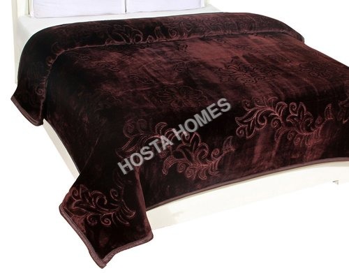 Coffee Color Embossed Single Mink Blanket (All Weight Available )