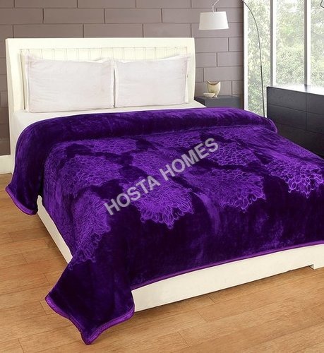 Purple Color Single Bed Embossed Mink Blanket