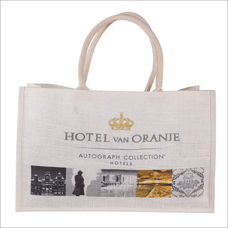 White Jute Bag with Digital Print