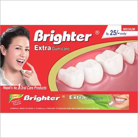 Extra Gum Care Toothbrush - Rubber, Ergonomic Handle, Soft Nylon Bristles | Flexible Design, Complete Gum Care, Cheek & Tongue Cleaner