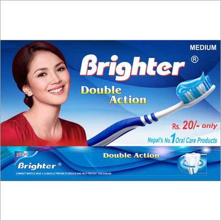 Brighter Double Action Toothbrush - Soft Bristles, V-Shaped Design | Deep Cleaning, Gentle Care, Stain Removal