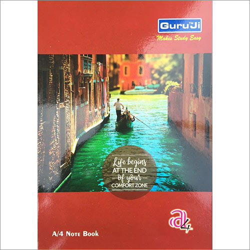 A-4 Noot Book - Paper A4 Size Red Color | Durable Cover High Quality Paper Perfect Binding Ruled Lines Smooth Writing 200 Pages