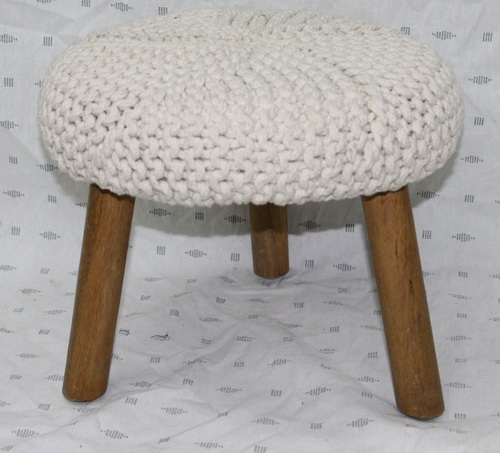 Round Knitted Footstool