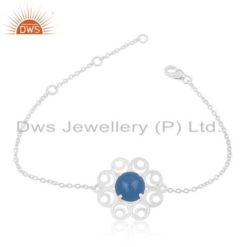 Sterling Silver Blue Chalcedony Bracelet