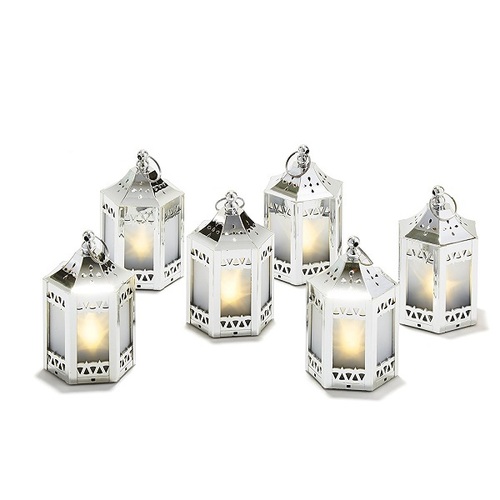 6 Silver Mini Holographic Star Lanterns, 5