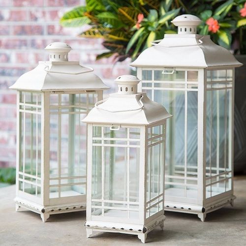 Lillian Off-White Metal Lanterns - Set of 3