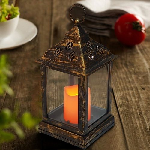 BRIGHT ZEAL Vintage Candle Lanterns with LED Flickering Flameless Candles