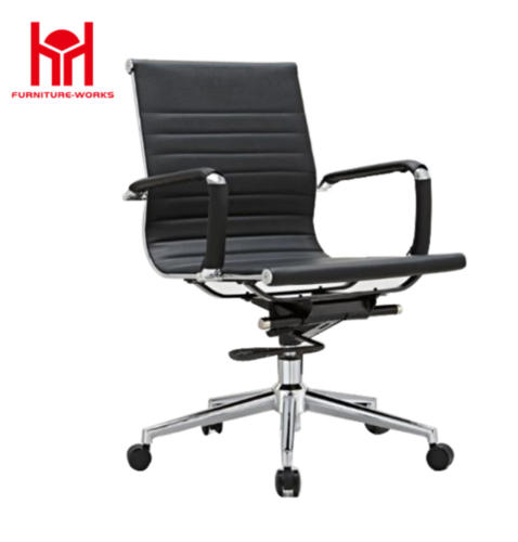 Classic PU Leather Swivel Office Chair - Mesh & Steel 57x46x87-95 cm Black Height Adjustable Swivel