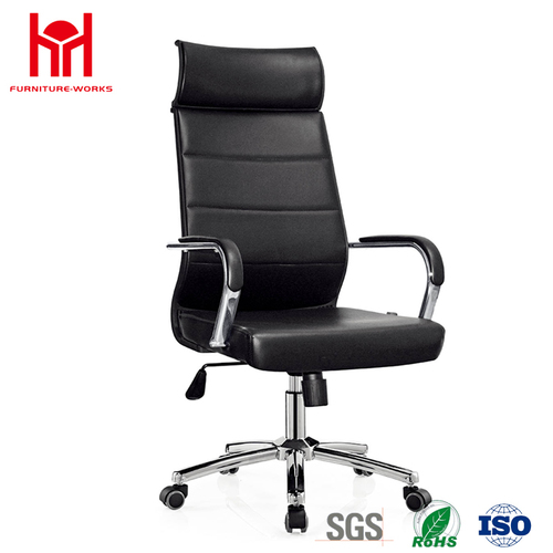 2017 New Style High Back Good Quality Leather Chair - Leather Seat, Steel Armrest, 63x64x116-124cm, Black, SGS ISO Certified
