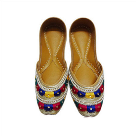 Maharani Patiala Multi Colored Jutti - Leather, Fabric, Brown | Hand-Stitched Embroidery, Slip-On, Stylish Look, Durable Material