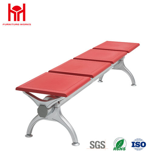 4 Seaters Steel Red Waiting Chair with Adjustable Leg Height