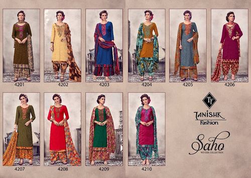 Pashmina Suit - Cotton Woolen Fabric, Customized Size, All Colors - Full Sleeves, Printed Pattern, Washable, Dry Clean Friendly
