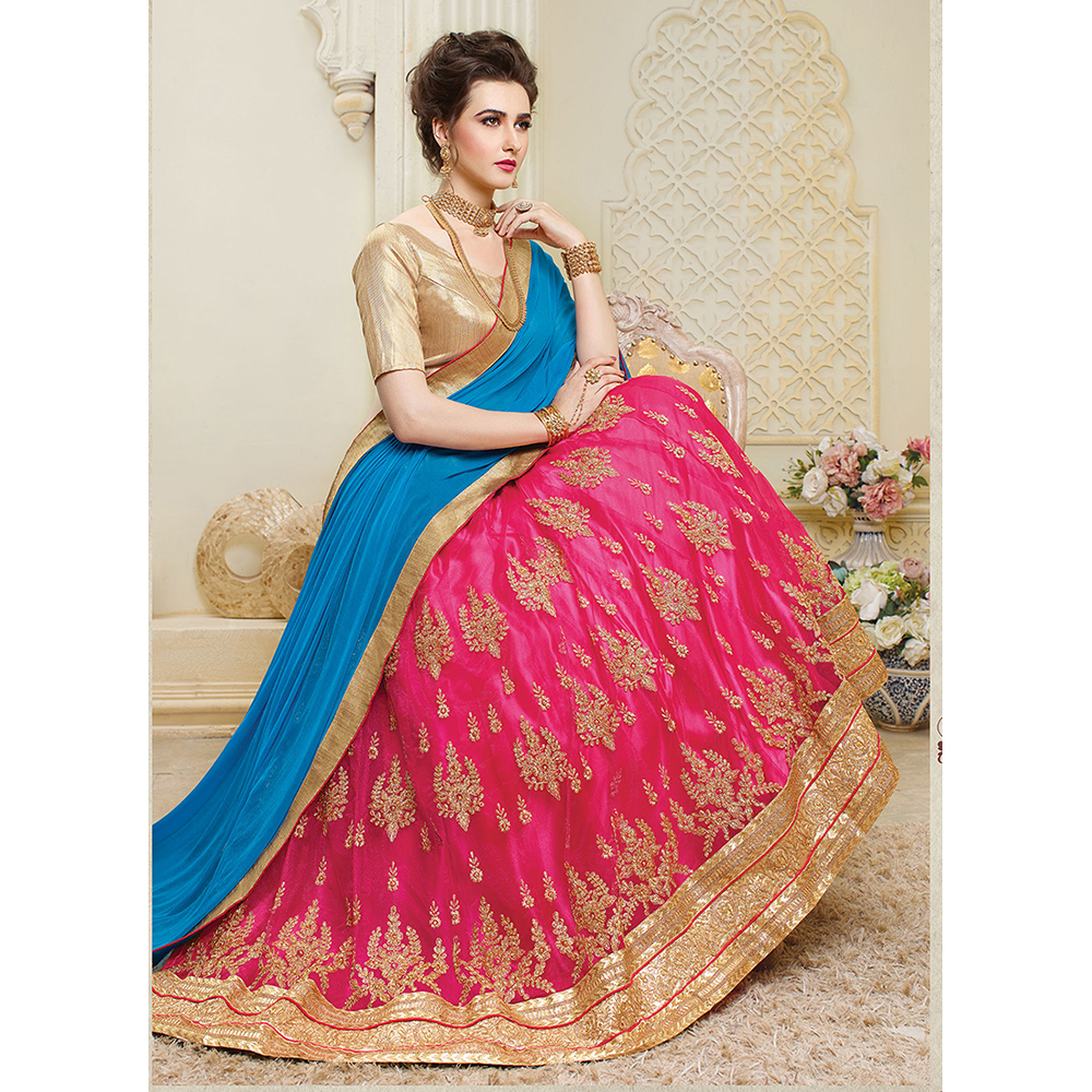 Ladies Rani Net Wedding Embroidery Lehenga Choli