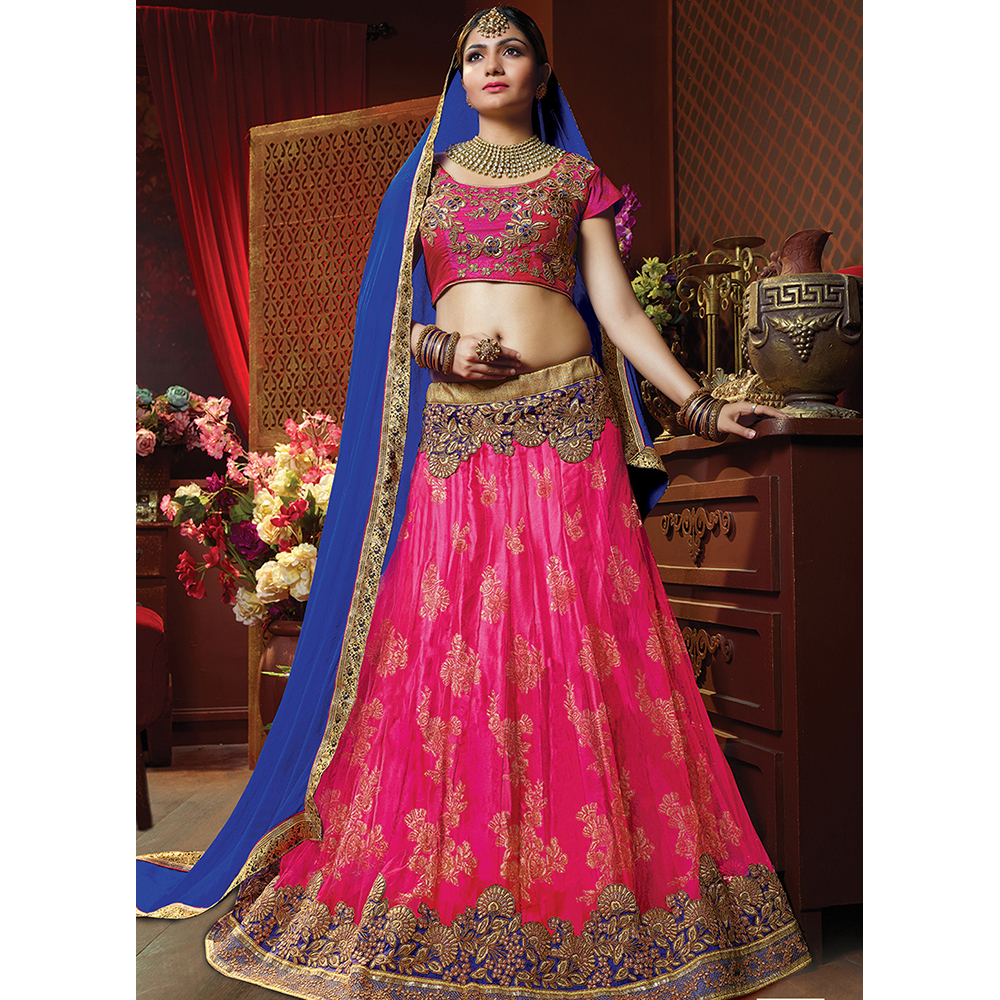 Ladies Rani Net Embroidery Work Lehenga Choli