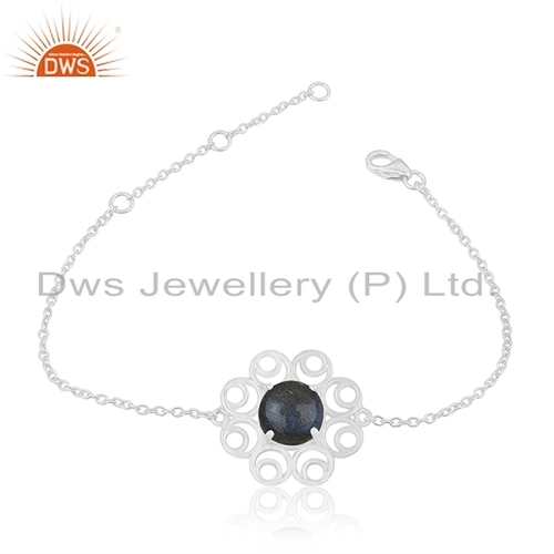 Labradorite Stone Sterling Silver Bracelet Size: 7 Inch
