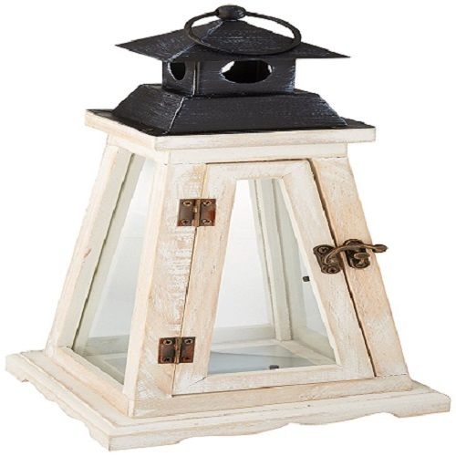 Darice 5911-284 Lantern Wood Pyramid White Wash 7 X 7 X 15.5IN