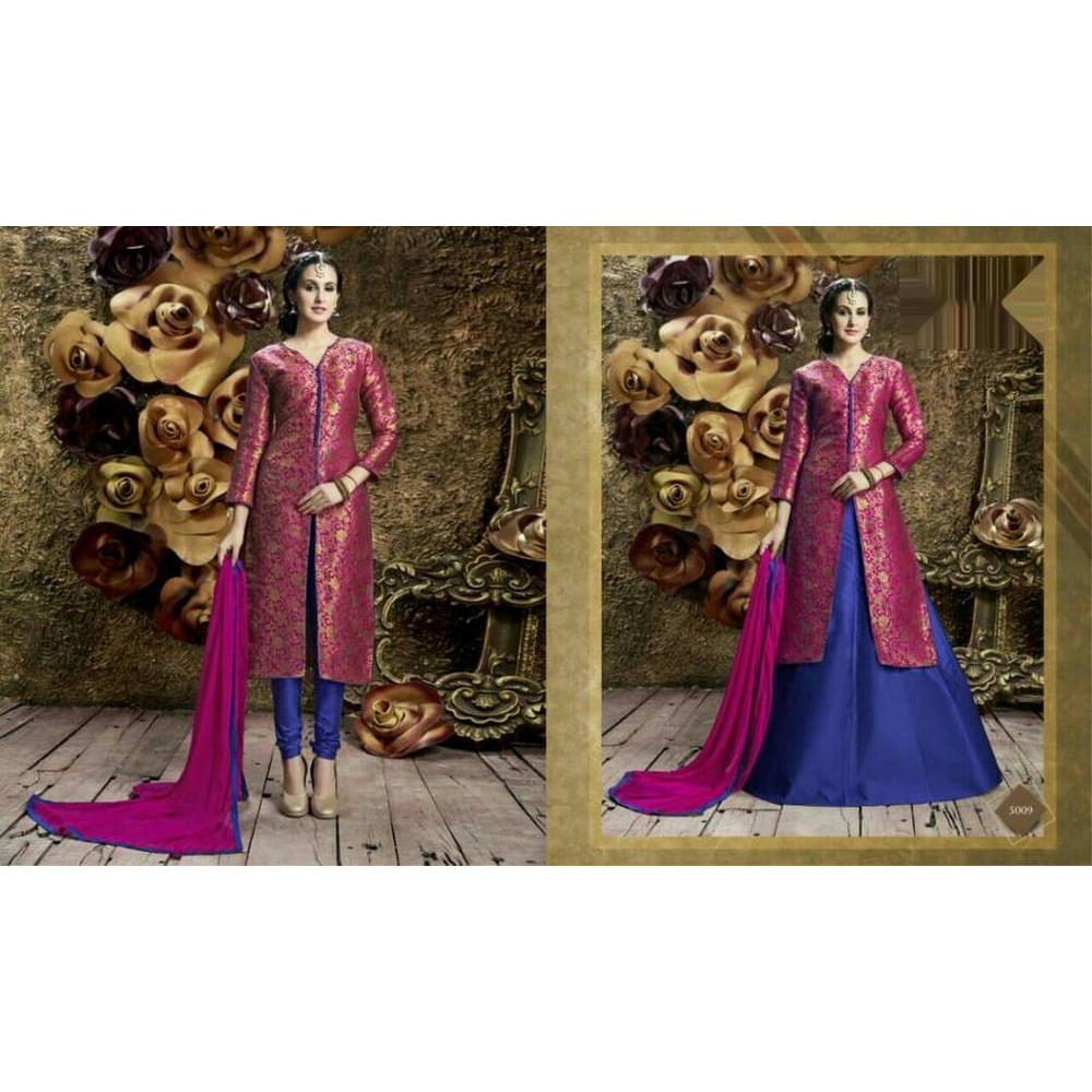 Ladies Fuschia Brocade Slit Kurtis