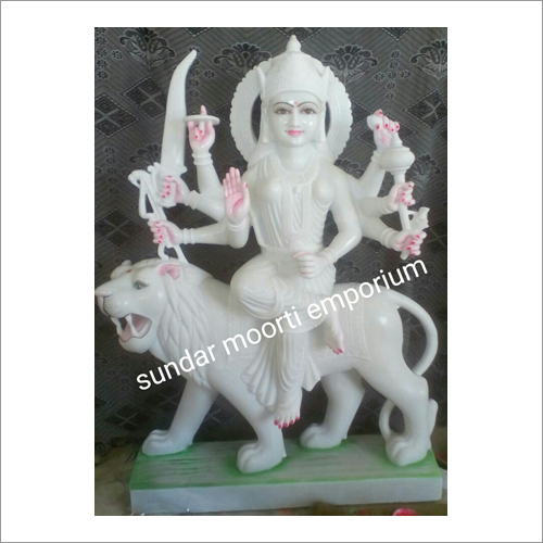 White Marble Durga Statue - 762mm Height | Exquisite Craftsmanship, Invincible Power of Nature, Premium Quality Material