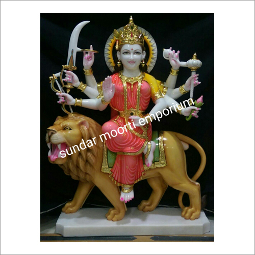 Polished Marble Durga Statue - 457.2mm Height | Handcrafted, Elegant Design, Long Lasting Shine, Perfect for Worship and Decoration