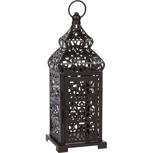 Black Temple Moroccan Style Candle Lantern, Small