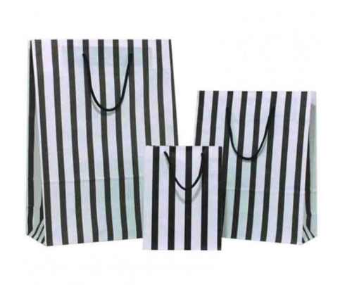 Black Stripes on White Paper Carrier Bag