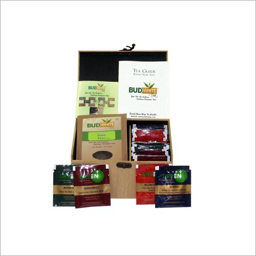 Tea Gift Set - Medium Density Fiberboard Wooden Colored Finish | Collection of Organic Teas Includes Designer Metal Infuser Various Flavor Options